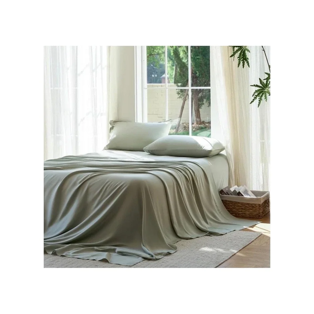 DOZ By SIJO Queen Sheet Set 100% Bamboo Viscose Sage Cooling Deep Pocket Silky